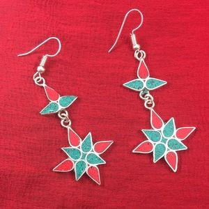 Handcrafted white metal earrings